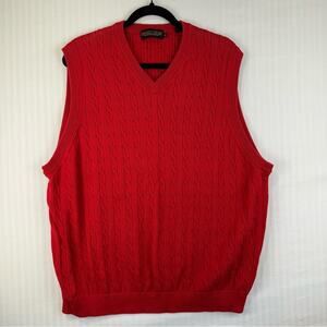 Donald J. Trump Red Sleeveless Sweater Vest Size X-Large Cable Knit Golf Preppy
